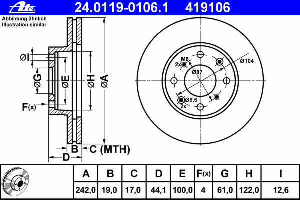 Тормозной диск ATE 24.0119-0106.1
