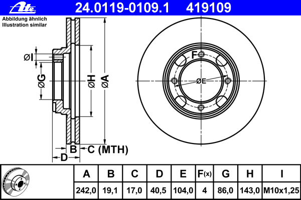 Тормозной диск ATE 24.0119-0109.1