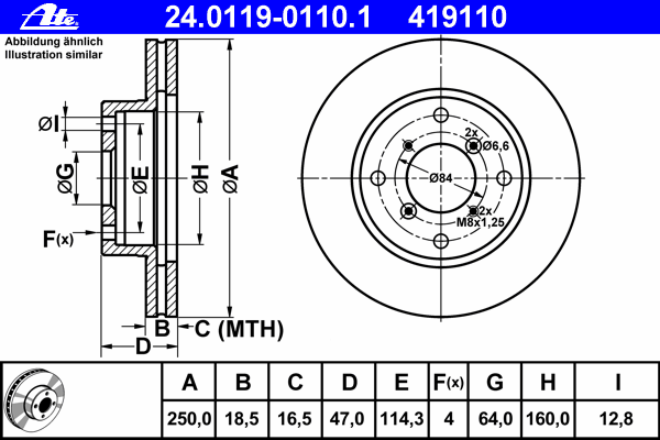 Тормозной диск ATE 24.0119-0110.1