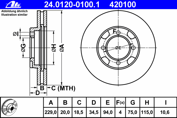 Тормозной диск ATE 24.0120-0100.1