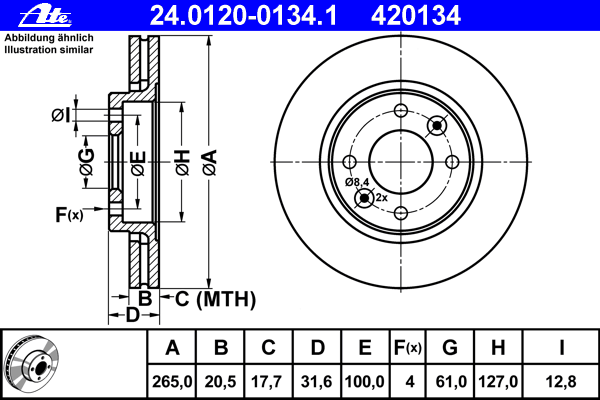 Тормозной диск ATE 24.0120-0134.1
