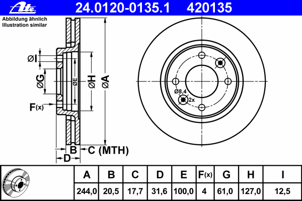 Тормозной диск ATE 24.0120-0135.1