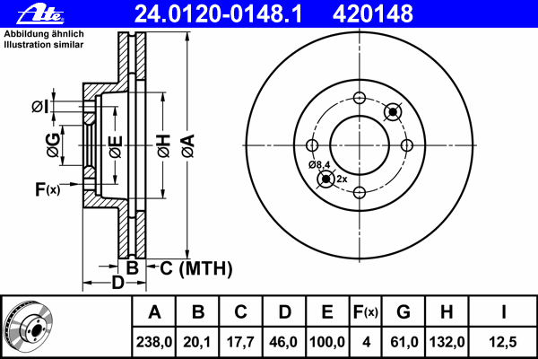Тормозной диск ATE 24.0120-0148.1