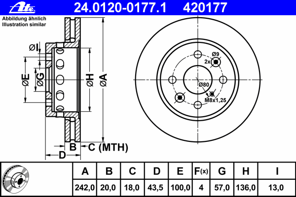 Тормозной диск ATE 24.0120-0177.1