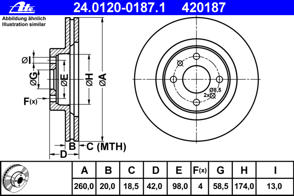 Тормозной диск ATE 24.0120-0187.1