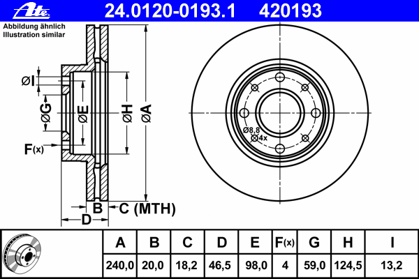 Тормозной диск ATE 24.0120-0193.1