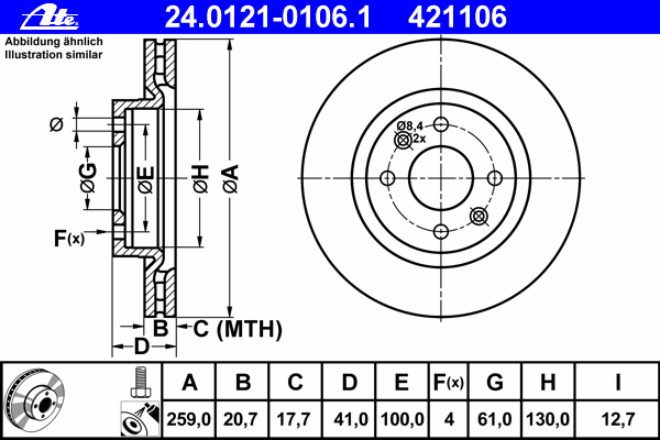Тормозной диск ATE 24.0121-0106.1