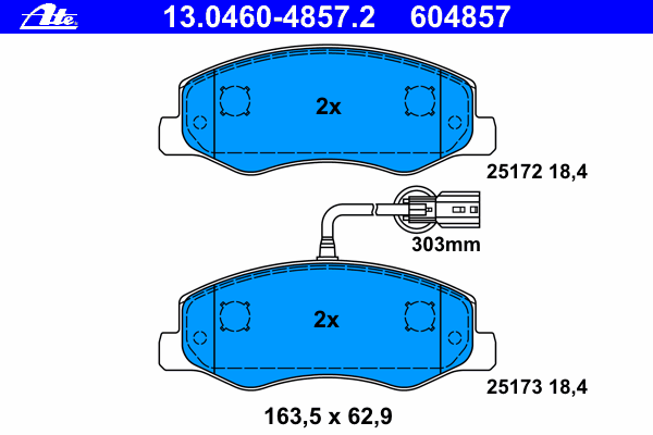 Комплект тормозных колодок, дисковый тормоз ATE 13046048572