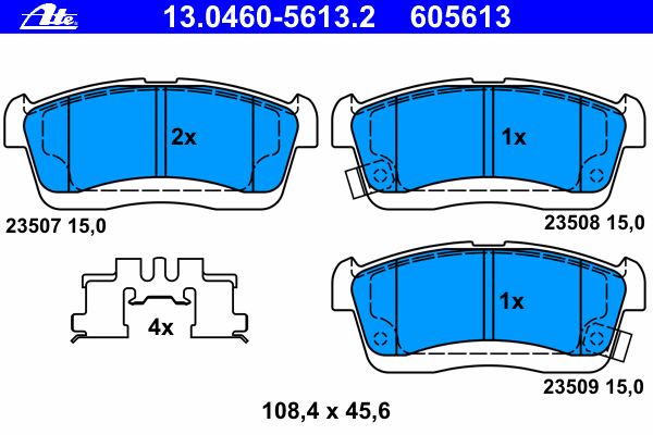 Комплект тормозных колодок, дисковый тормоз ATE 13046056132