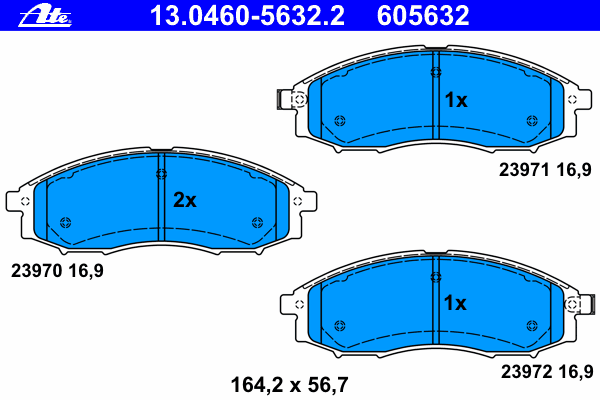 Комплект тормозных колодок, дисковый тормоз ATE 13.0460-5632.2