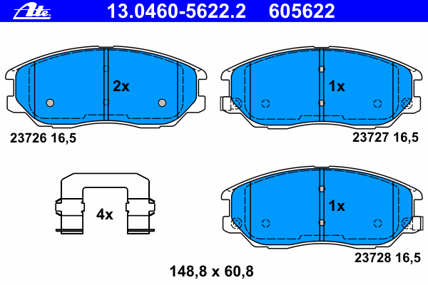 Комплект тормозных колодок, дисковый тормоз ATE 13.0460-5622.2