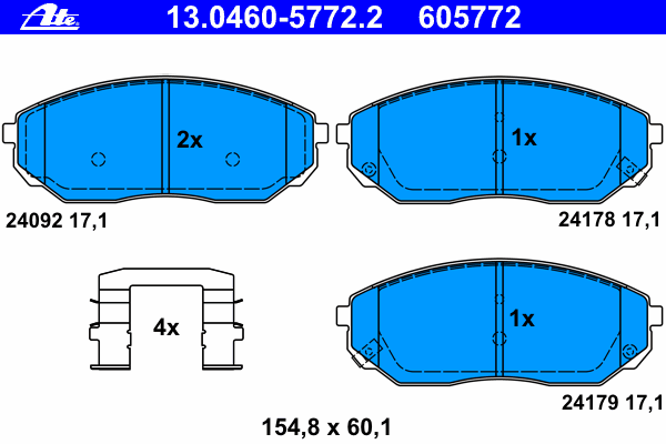Комплект тормозных колодок, дисковый тормоз ATE 13.0460-5772.2