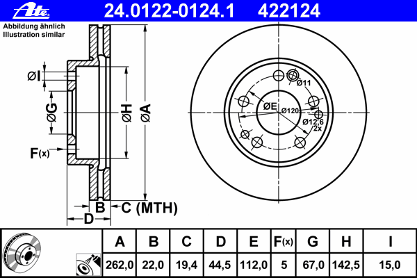 Тормозной диск ATE 24012201241