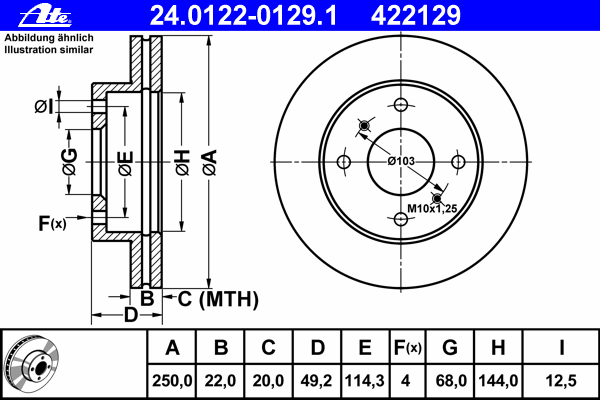 Тормозной диск ATE 24.0122-0129.1