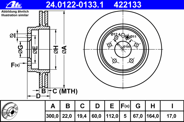 Тормозной диск ATE 24.0122-0133.1