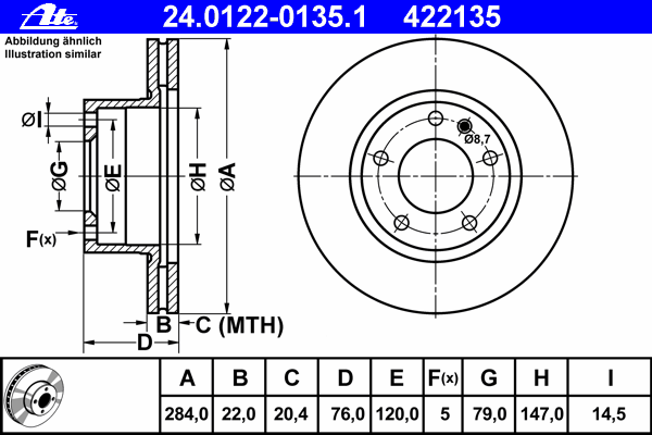 Тормозной диск ATE 24.0122-0135.1