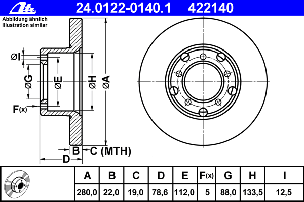 Тормозной диск ATE 24012201401