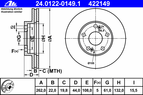 Тормозной диск ATE 24.0122-0149.1