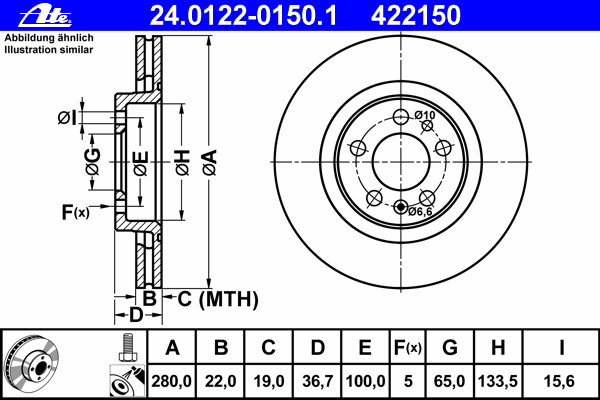 Тормозной диск ATE 24.0122-0150.1
