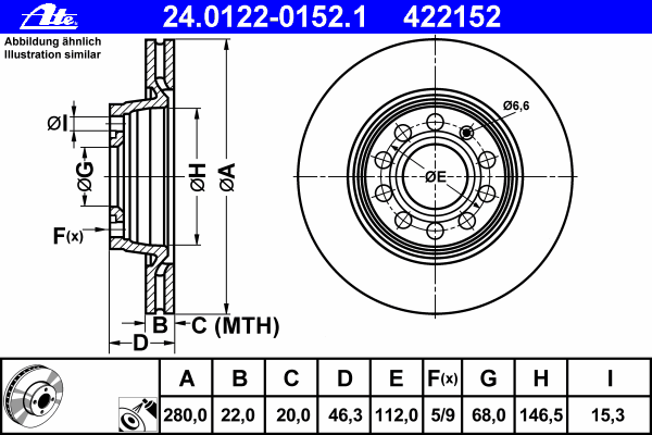 Тормозной диск ATE 24012201521