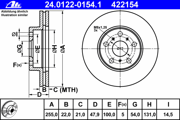Тормозной диск ATE 24.0122-0154.1