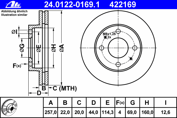 Тормозной диск ATE 24.0122-0169.1