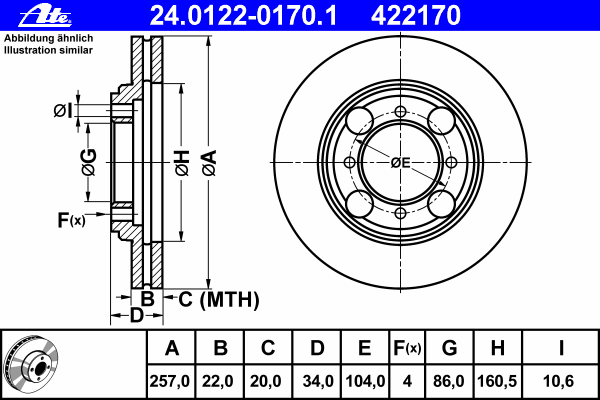 Тормозной диск ATE 24.0122-0170.1