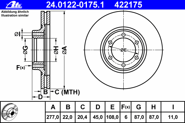 Тормозной диск ATE 24.0122-0175.1