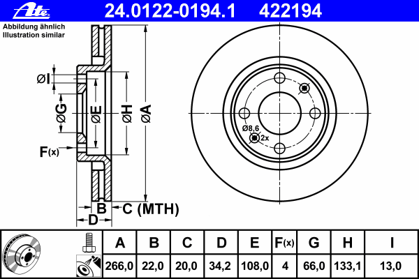 Тормозной диск ATE 24012201941