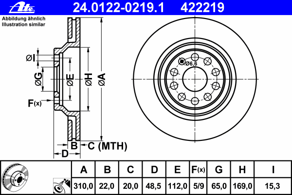 Тормозной диск ATE 24.0122-0219.1