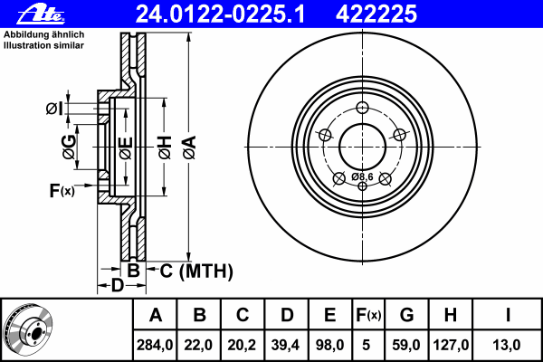 Тормозной диск ATE 24.0122-0225.1