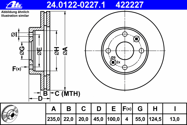 Тормозной диск ATE 24.0122-0227.1