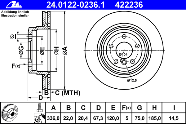 Тормозной диск ATE 24012202361