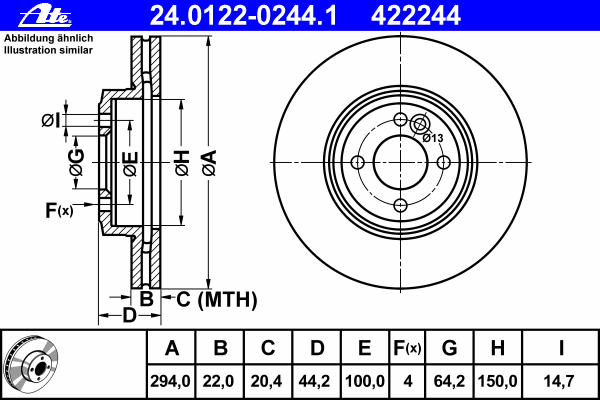 Тормозной диск ATE 24.0122-0244.1