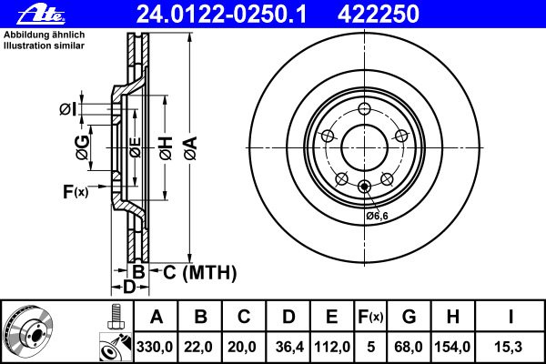 Тормозной диск ATE 24.0122-0250.1