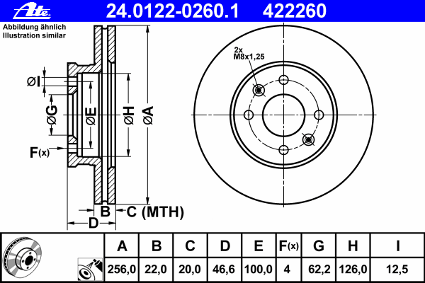 Тормозной диск ATE 24.0122-0260.1
