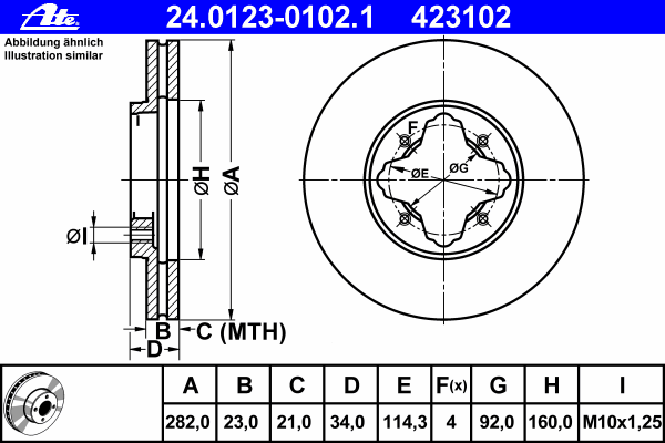 Тормозной диск ATE 24.0123-0102.1