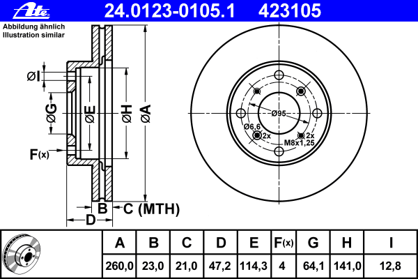 Тормозной диск ATE 24.0123-0105.1