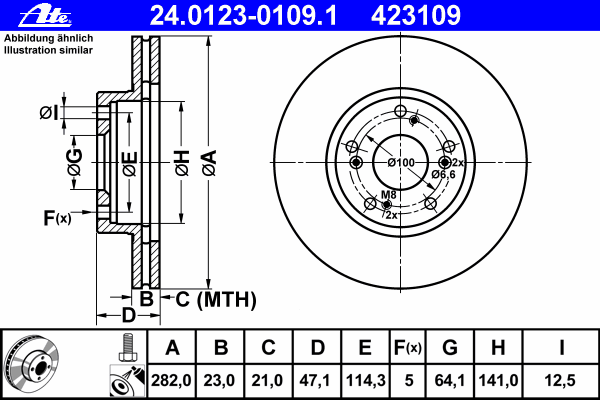 Тормозной диск ATE 24.0123-0109.1