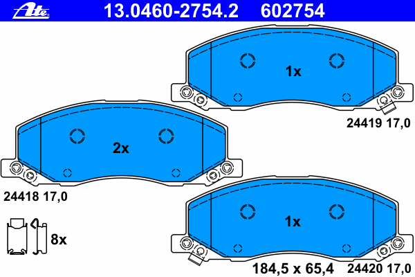 Комплект тормозных колодок, дисковый тормоз ATE 24420