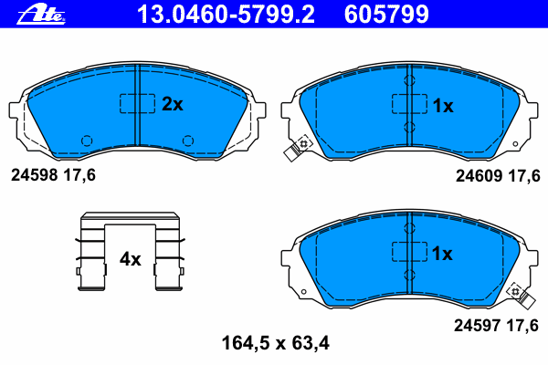 Комплект тормозных колодок, дисковый тормоз ATE 13.0460-5799.2
