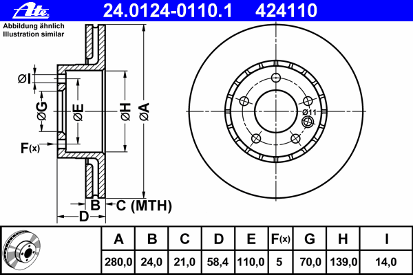 Тормозной диск ATE 24.0124-0110.1