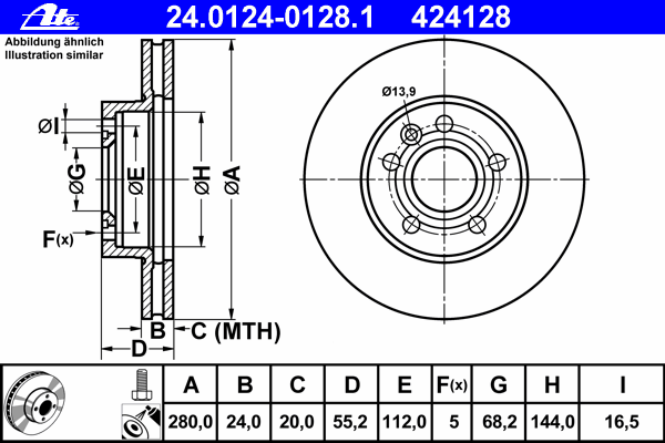 Тормозной диск ATE 24012401281