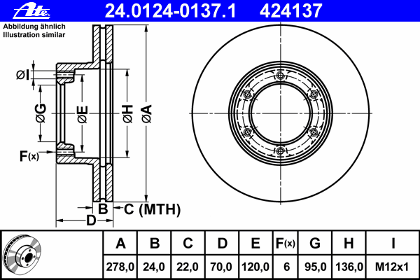 Тормозной диск ATE 24.0124-0137.1