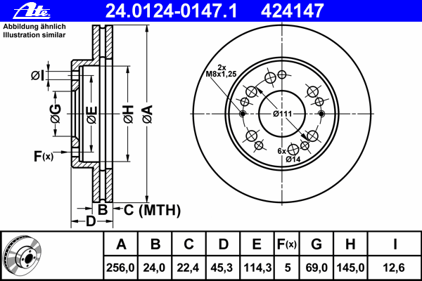 Тормозной диск ATE 24.0124-0147.1