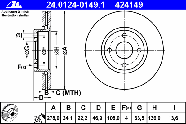 Тормозной диск ATE 24.0124-0149.1