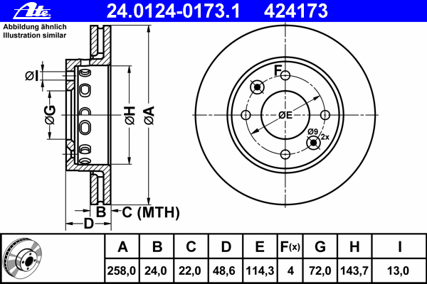 Тормозной диск ATE 24.0124-0173.1