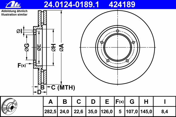 Тормозной диск ATE 24.0124-0189.1