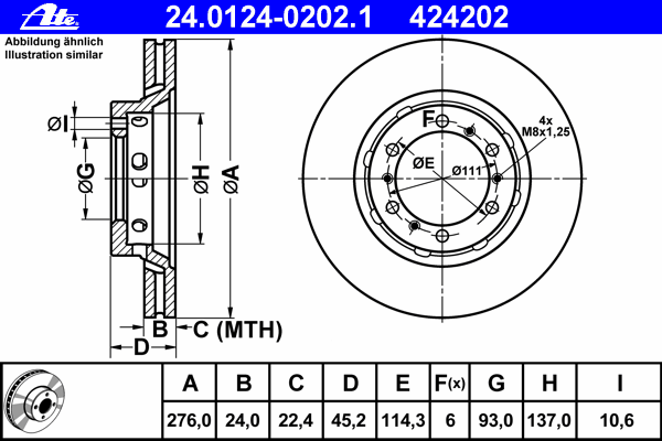 Тормозной диск ATE 24.0124-0202.1