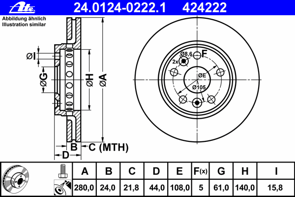 Тормозной диск ATE 24.0124-0222.1